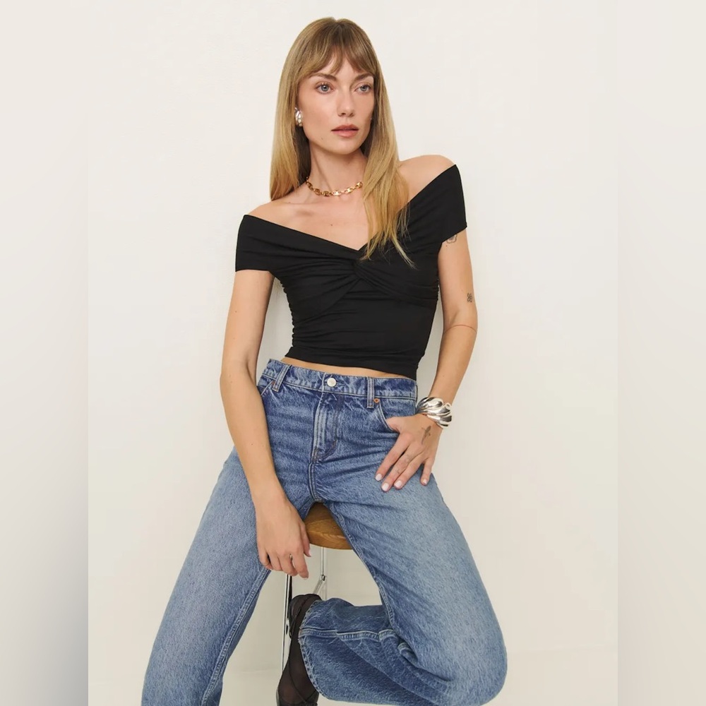 Reformation Ezlynn Knit Top Black - Size M